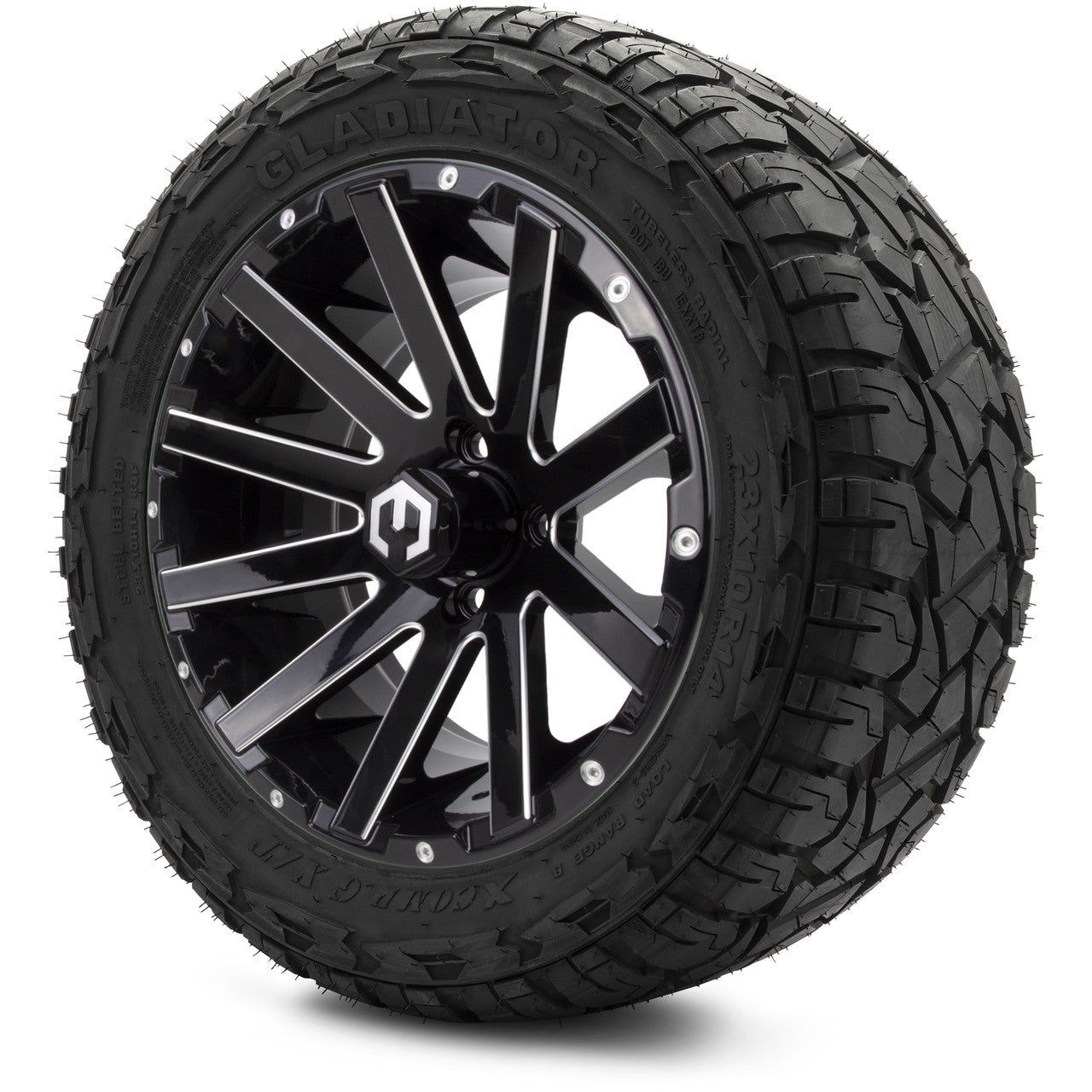 MODZ® 14" Mauler Glossy Black Ball Mill - Lifted Tires and Wheels Combo