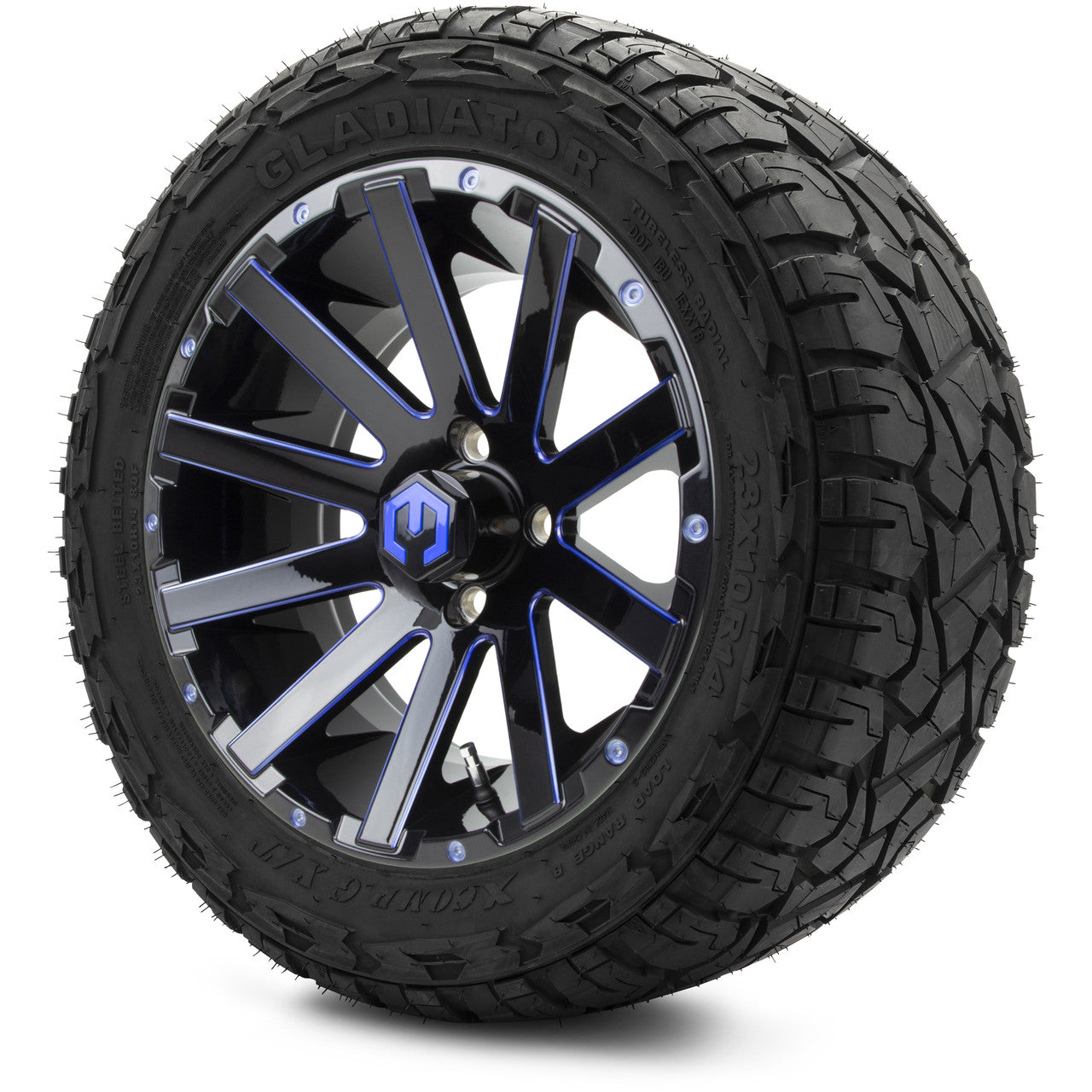 MODZ® 14" Mauler Blue and Black Ball Mill - Lifted Tires and Wheels Combo