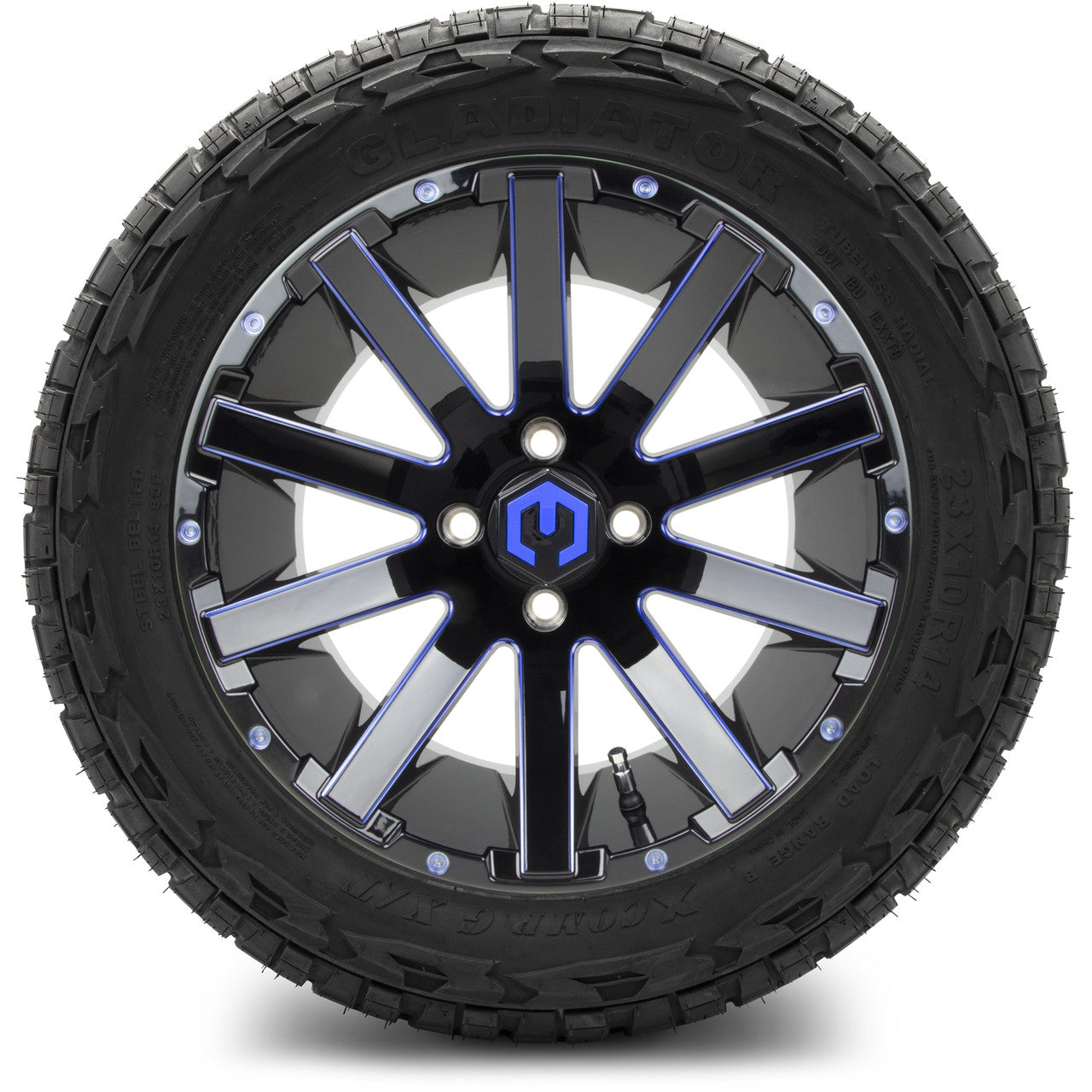 MODZ® 14" Mauler Blue and Black Ball Mill - Lifted Tires and Wheels Combo