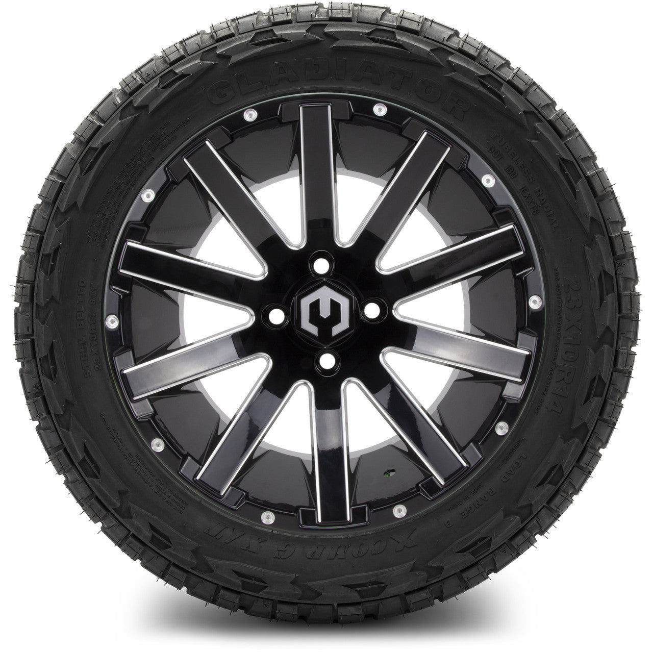 MODZ® 14" Mauler Glossy Black Ball Mill - Lifted Tires and Wheels Combo
