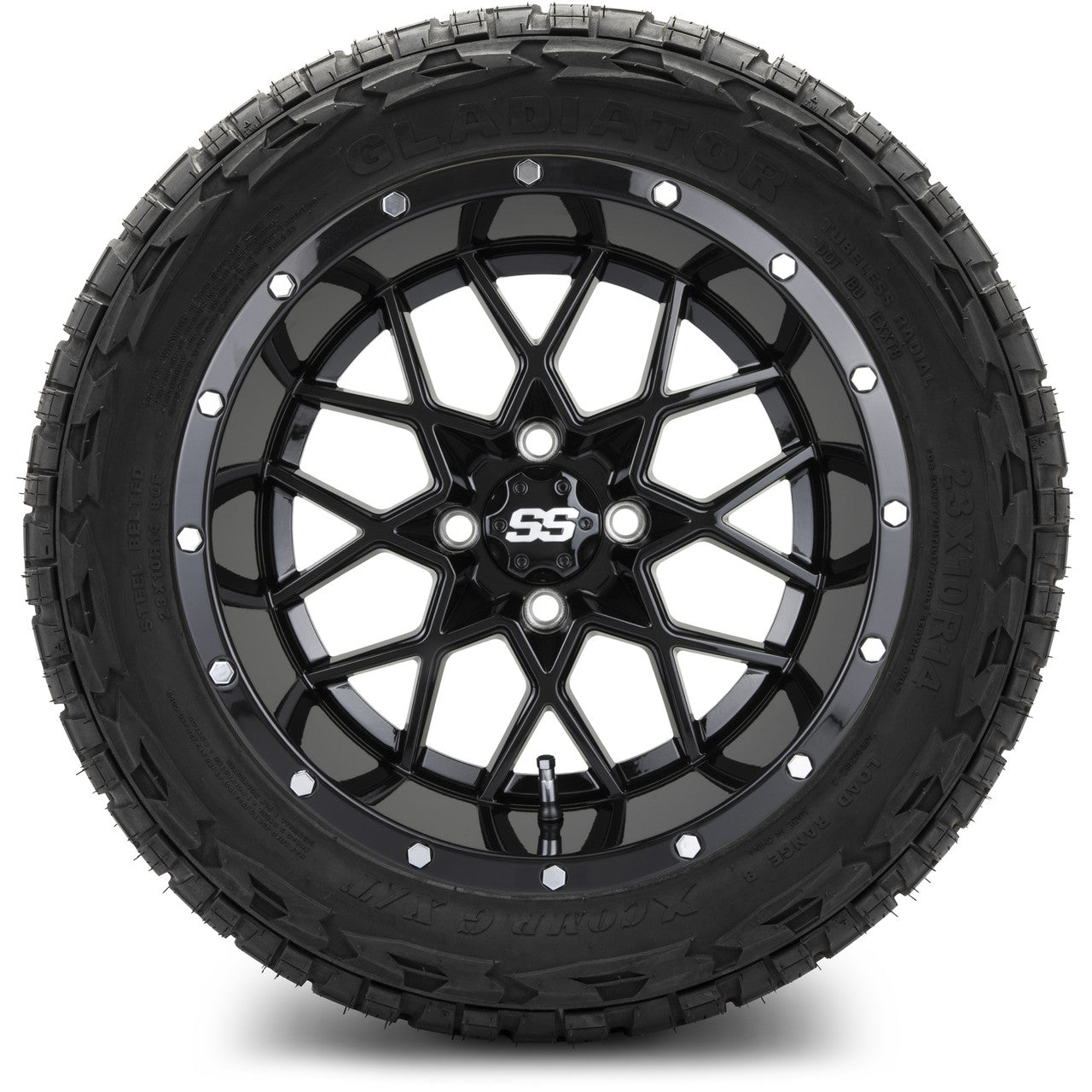 MODZ® 14" Vortex Glossy Black - Lifted Tires and Wheels Combo