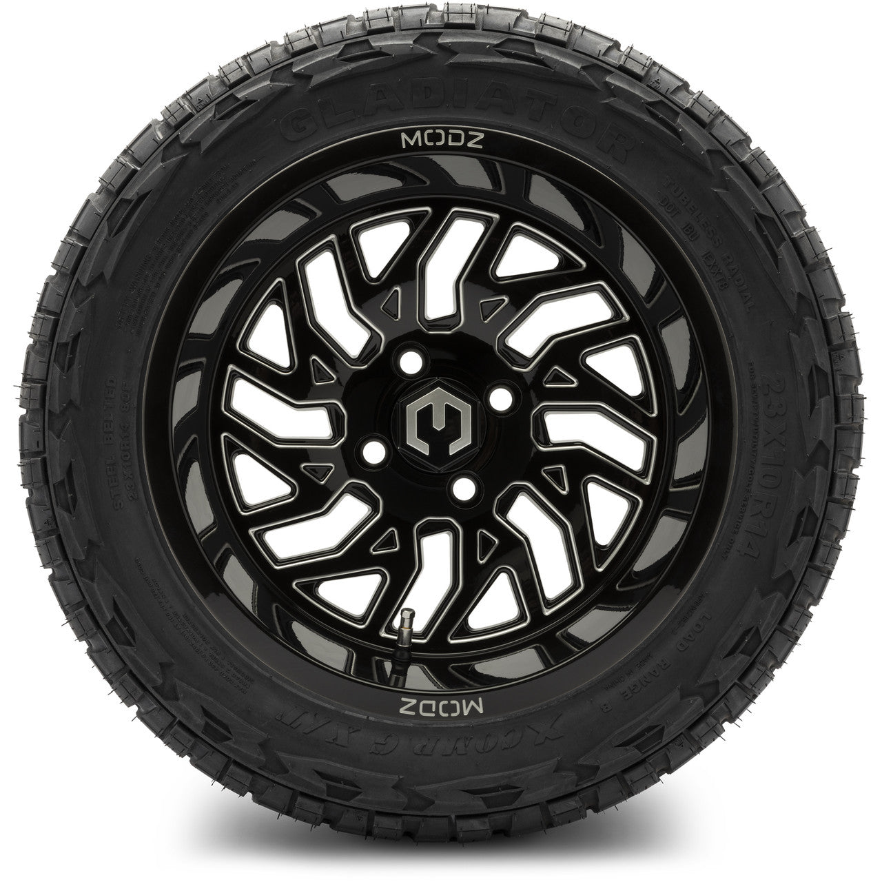 MODZ® 14" Carnage Glossy Black with Ball Mill - Lifted Tires and Wheels Combo