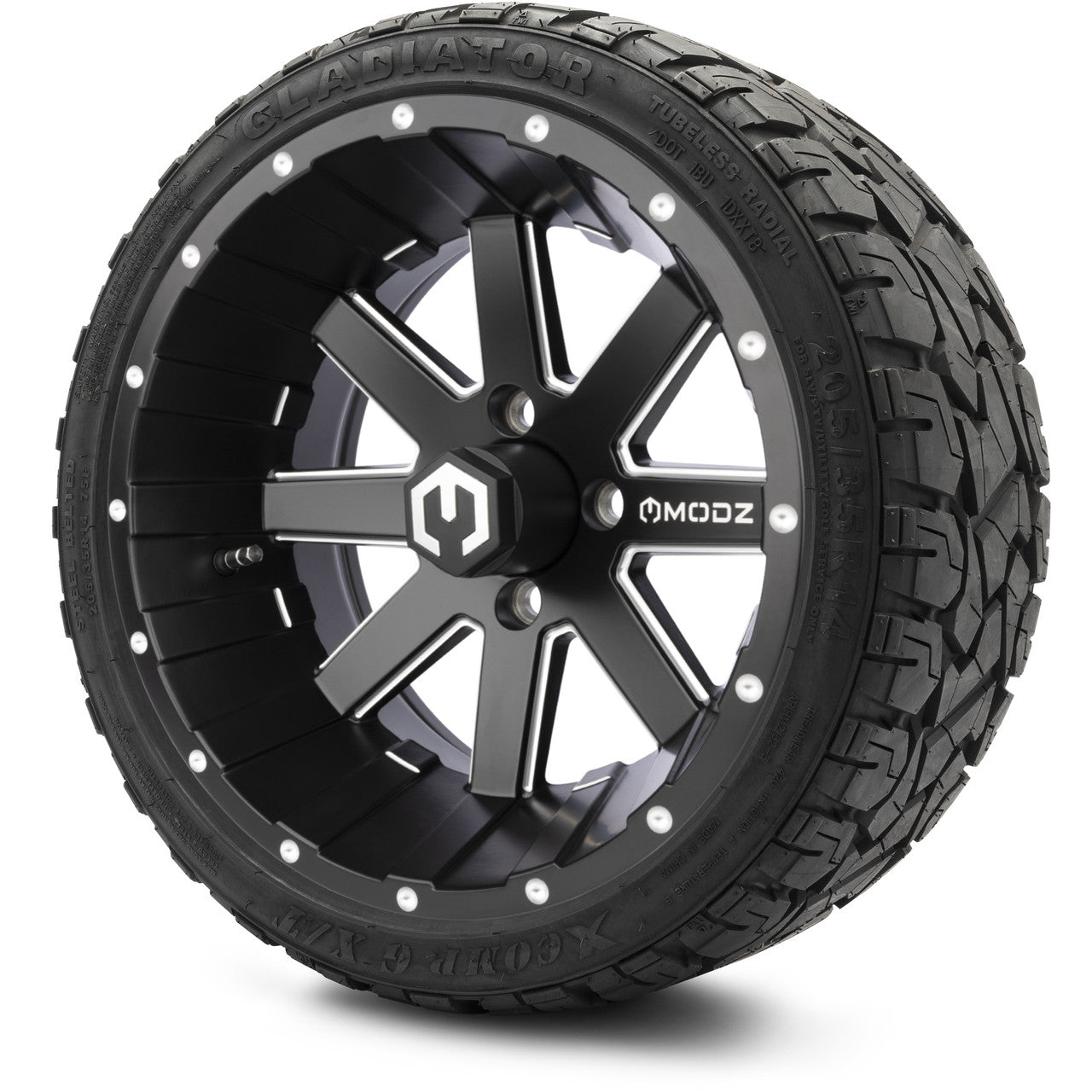MODZ® 14" Assault Matte Black Ball Mill - LowPro Street Tire and Wheels Combo