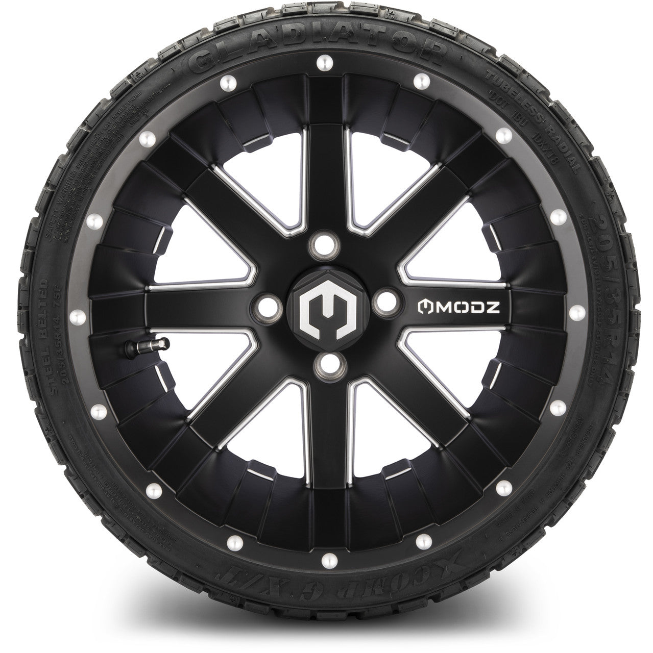 MODZ® 14" Assault Matte Black Ball Mill - LowPro Street Tire and Wheels Combo