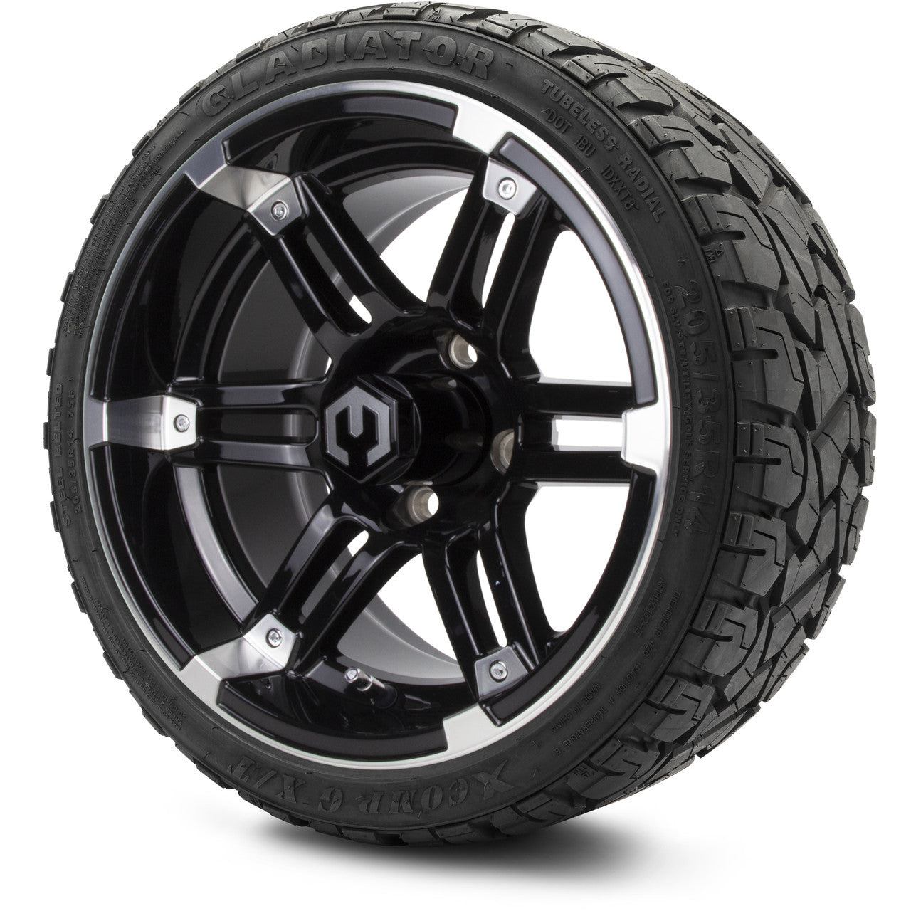 MODZ® 14" Aftershock Machined Black - Low Profile Tires and Wheels Combo