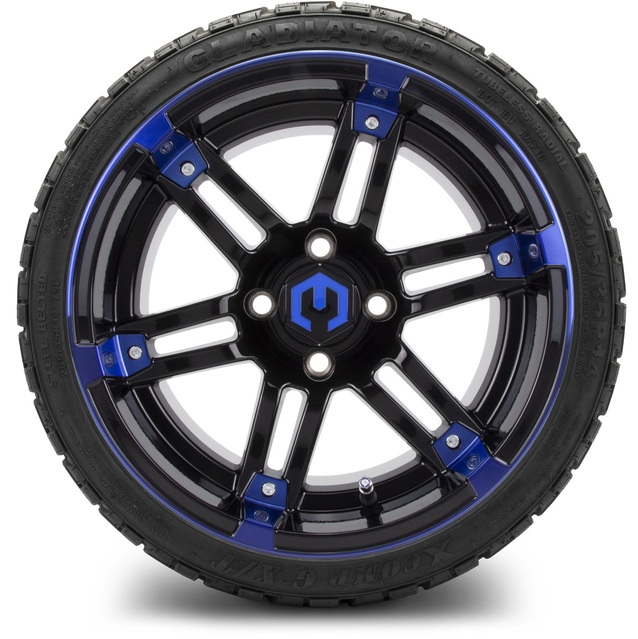 MODZ® 14" Aftershock Blue and Black - Low Profile Tires and Wheels Combo