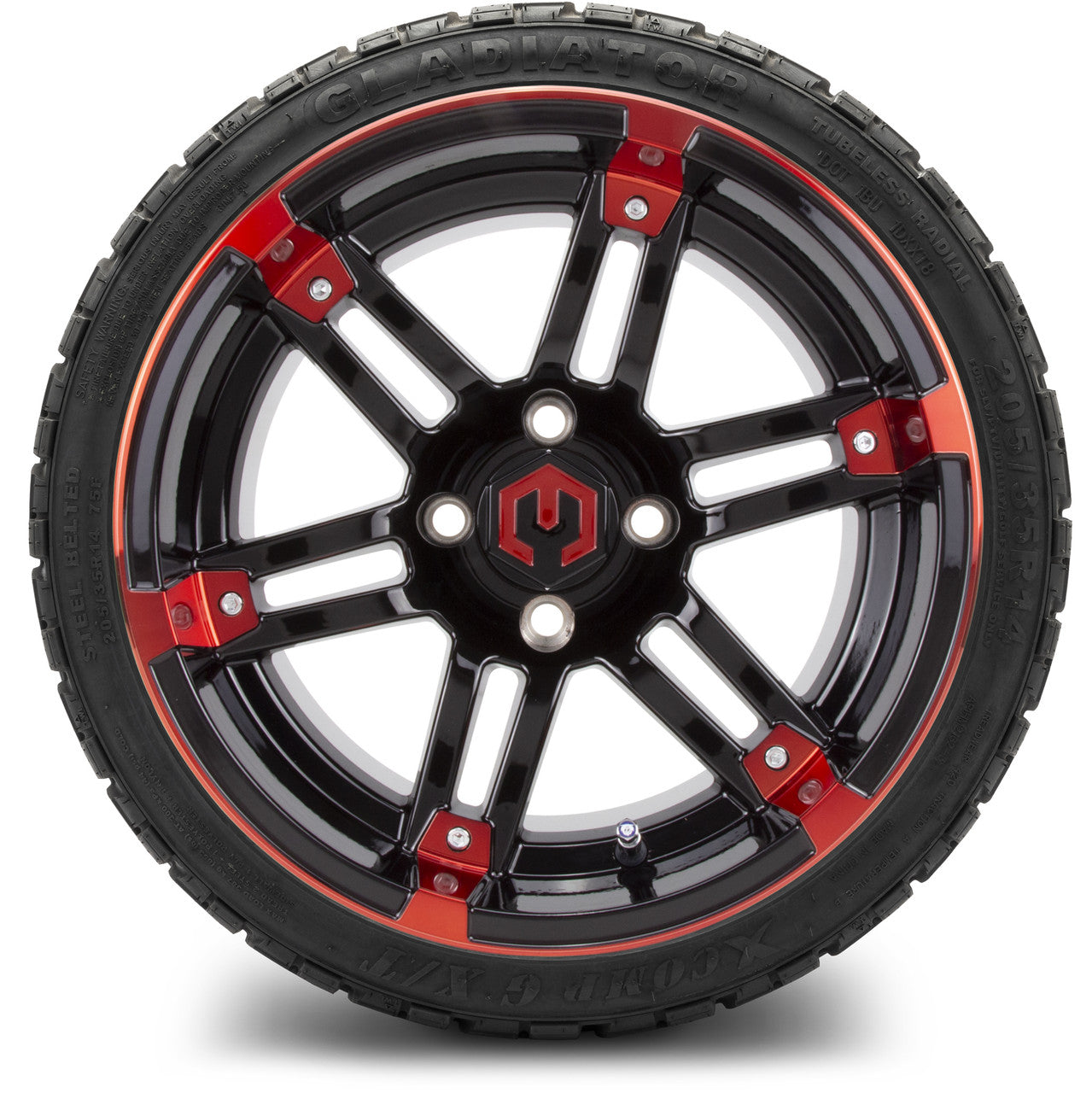 MODZ® 14" Aftershock Red and Black - Low Profile Tires and Wheels Combo