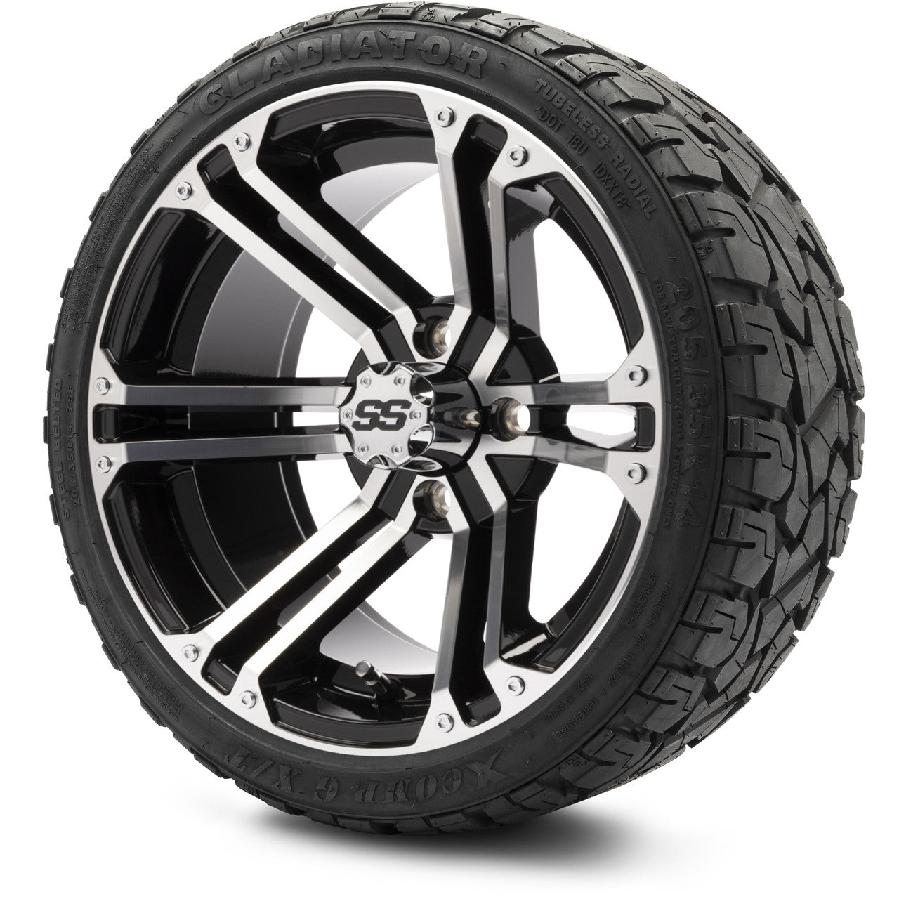 MODZ® 14" Enforcer Machined Black - Low Profile Tires and Wheels Combo