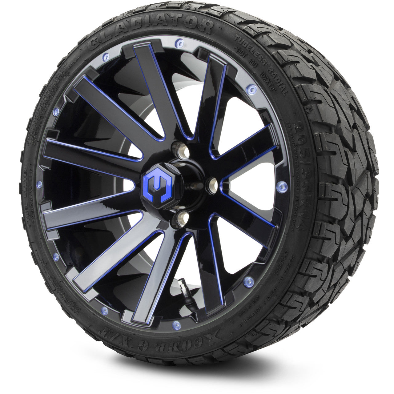 MODZ® 14" Mauler Black Ball Mill with Blue - LowPro Street Tire and Wheels Combo