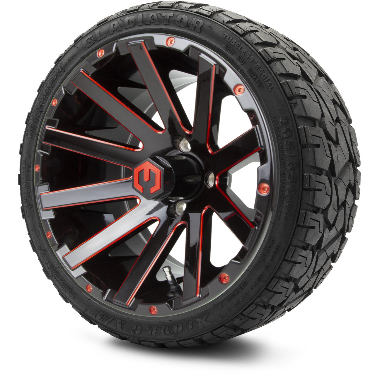 MODZ® 14" Mauler Red and Black Ball Mill - LowPro Tires and Wheels Combo