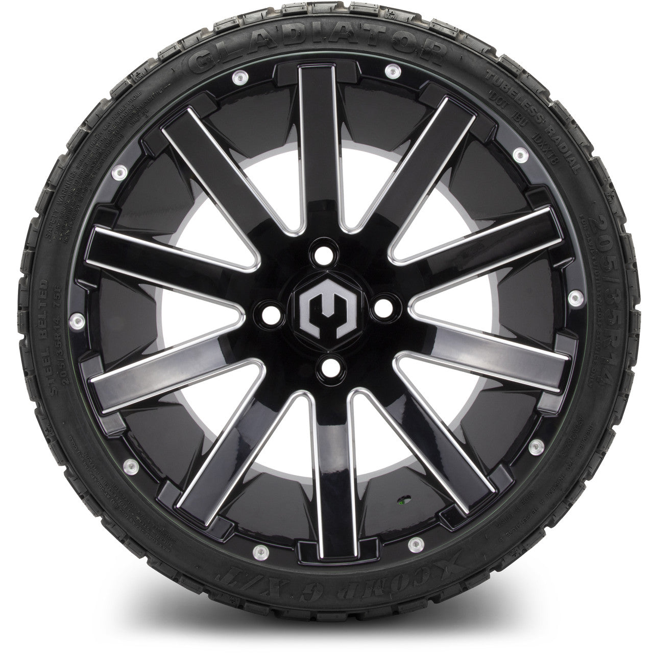 MODZ® 14" Mauler Glossy Black Ball Mill - LowPro Street Tire and Wheels Combo