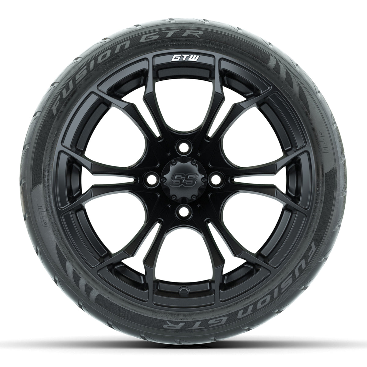 14-inch GTW Matte Black Spyder Wheels with 205/40-R14 Fusion GTR Street Tires (Set of 4)