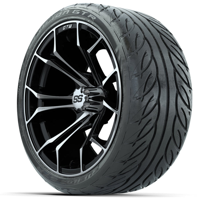 15-Inch GTW Spyder Machined and Black Wheels with GTW Fusion GTR Street Tires (Set of 4)