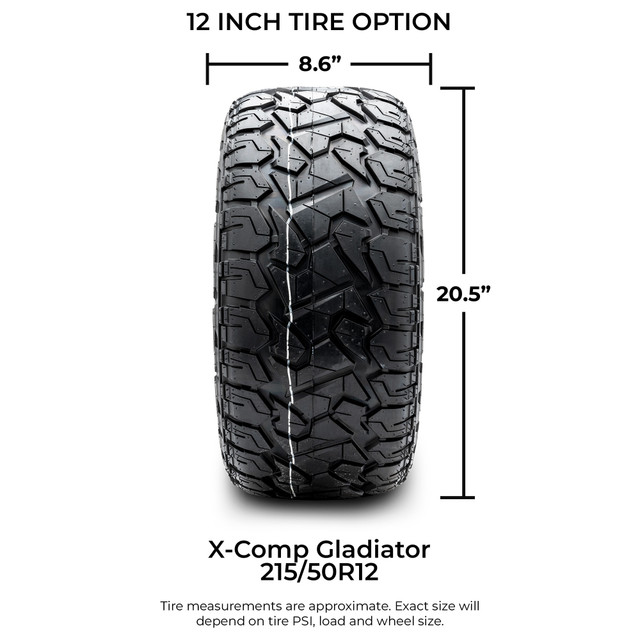 Xcomp® Gladiator 215x50-R12 Steel Belt Radial Golf Cart Tire