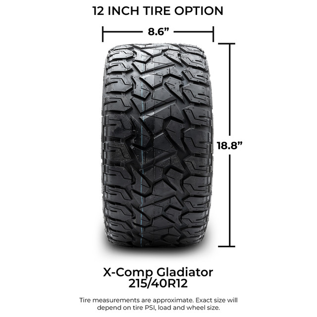Xcomp® Gladiator 215x40-R12 Steel Belt Radial Golf Cart Tire