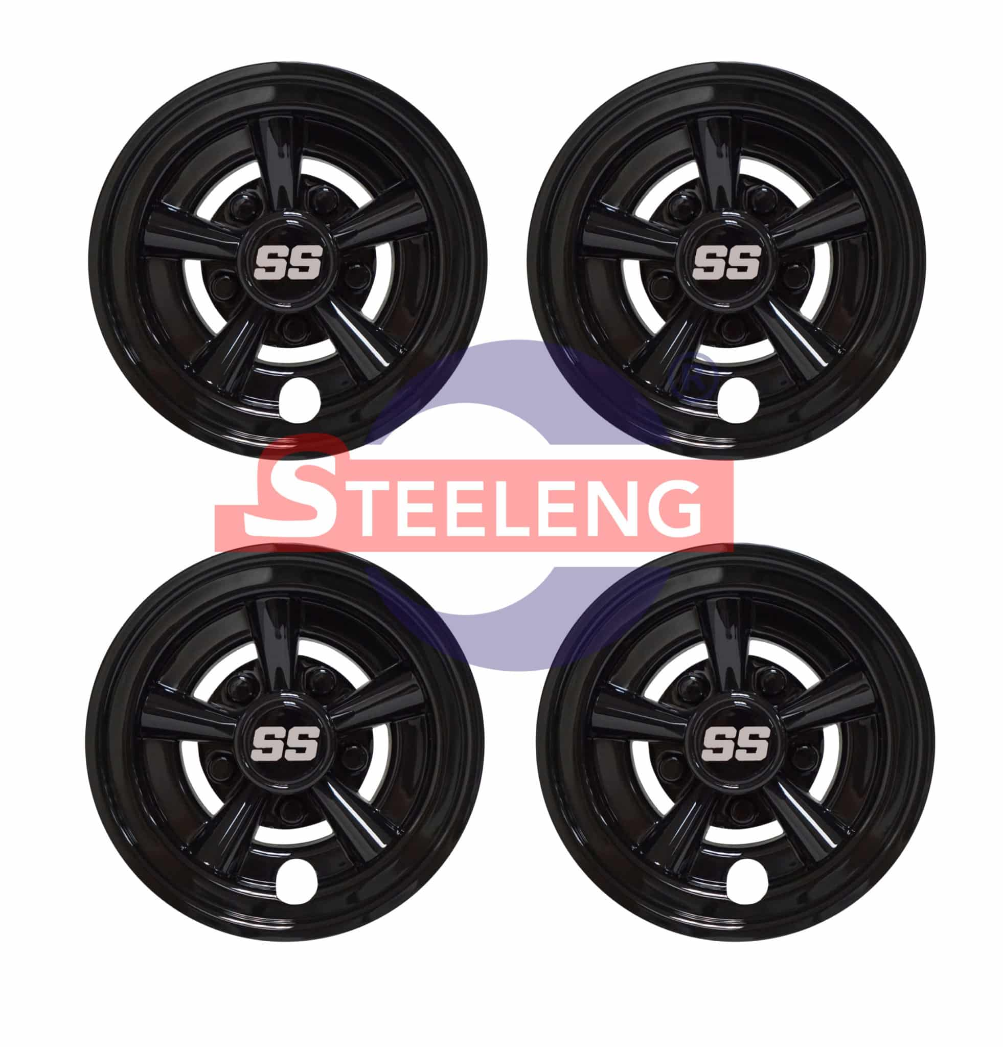 WC0802 – SGC 8″ Wheel Covers Glossy Black Finish SS Design (SET OF 4)