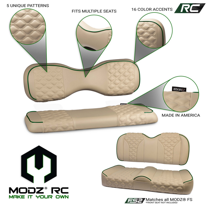 MODZ® RC Rear Seat Covers - Khaki Base - Choose Pattern and Accent Colors