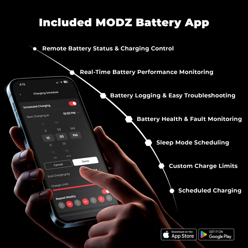 MODZ® Universal 48 Volt (51.2V)105Ah Nano Lithium Golf Cart Battery Bundle with Built-In Heater
