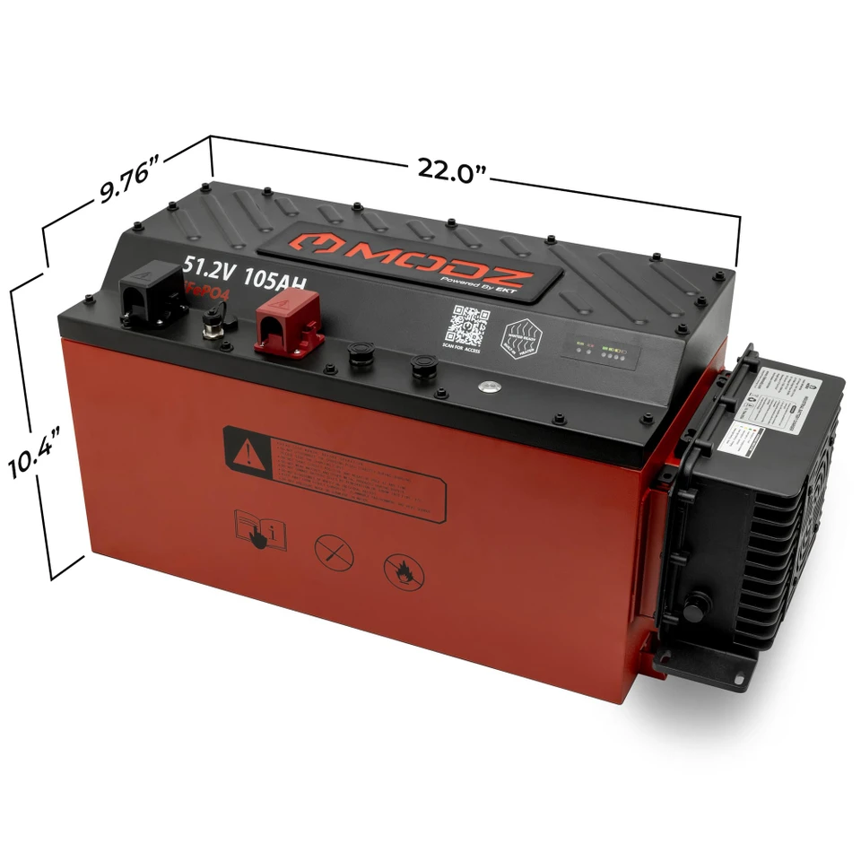 MODZ® Universal 48 Volt (51.2V) 105Ah Slim Lithium Golf Cart Battery Bundle with Built-In Heater
