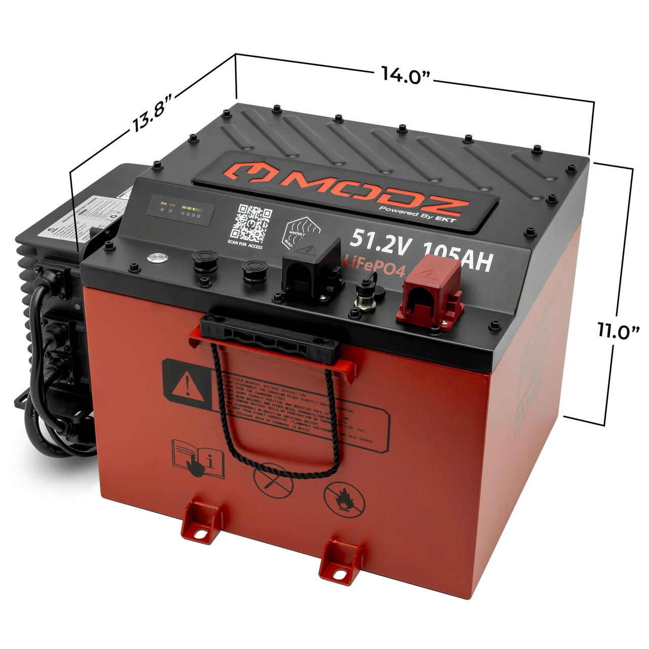MODZ® Universal 48 Volt (51.2V)105Ah Nano Lithium Golf Cart Battery Bundle with Built-In Heater