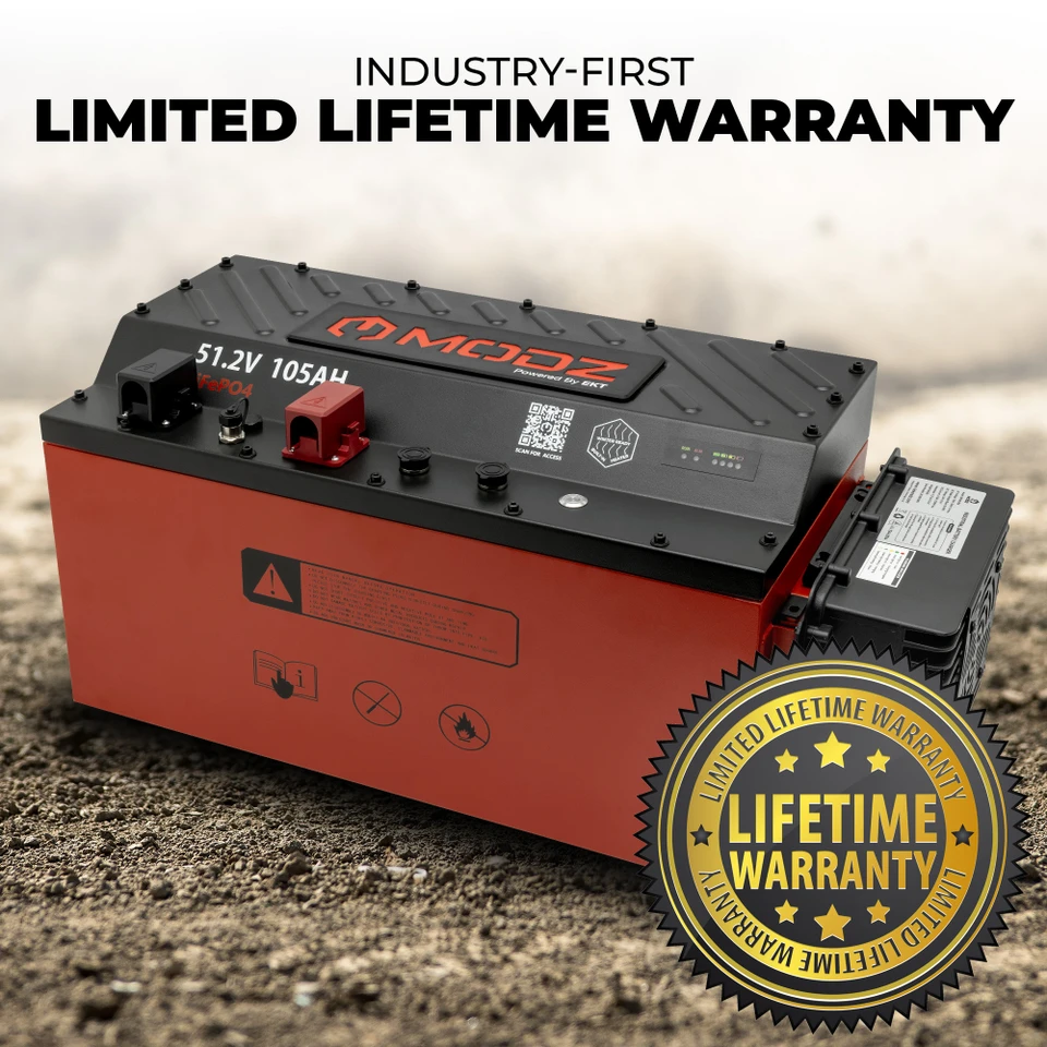 MODZ® Universal 48 Volt (51.2V) 105Ah Slim Lithium Golf Cart Battery Bundle with Built-In Heater