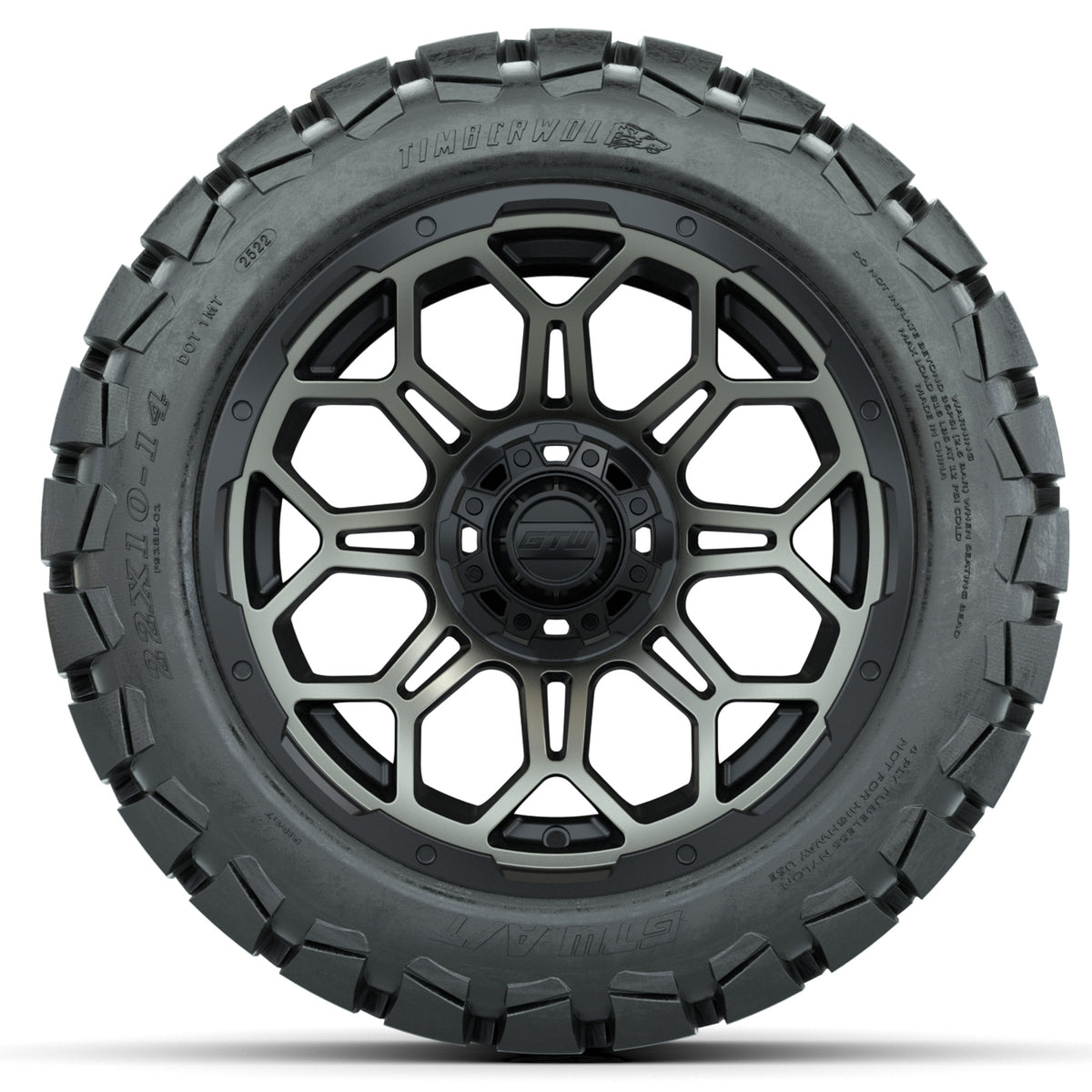 14-inch GTW Bronze and Black Bravo Wheels with 22x10-14 GTW Timberwolf All-Terrain Tires (Set of 4)