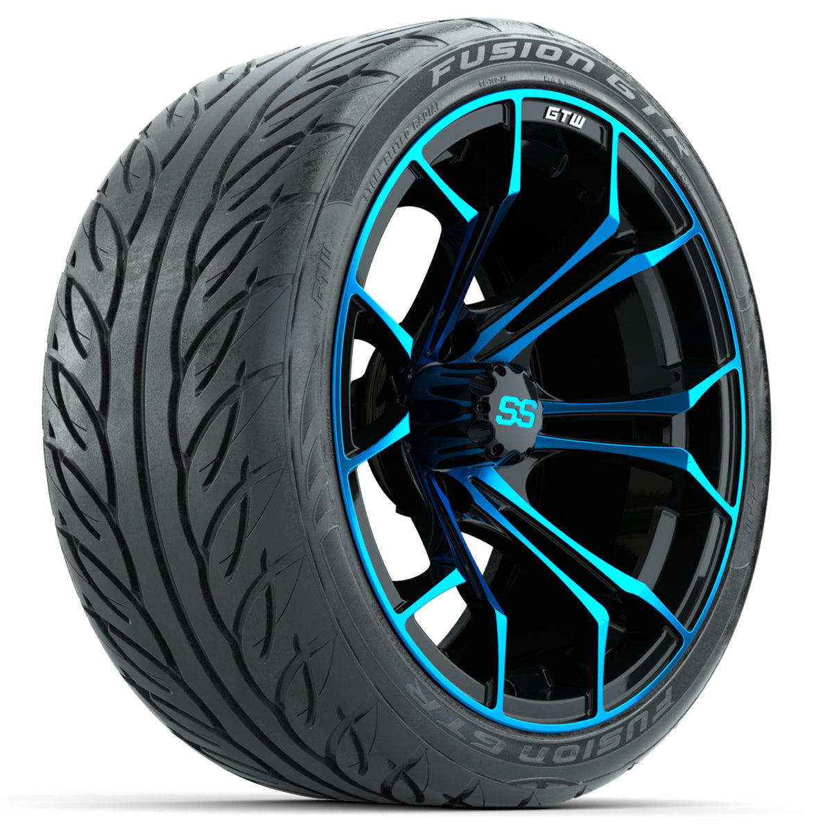 15-Inch GTW Spyder Blue and Black Wheels with 22' GTW Fusion GTR Street Tires (Set of 4)