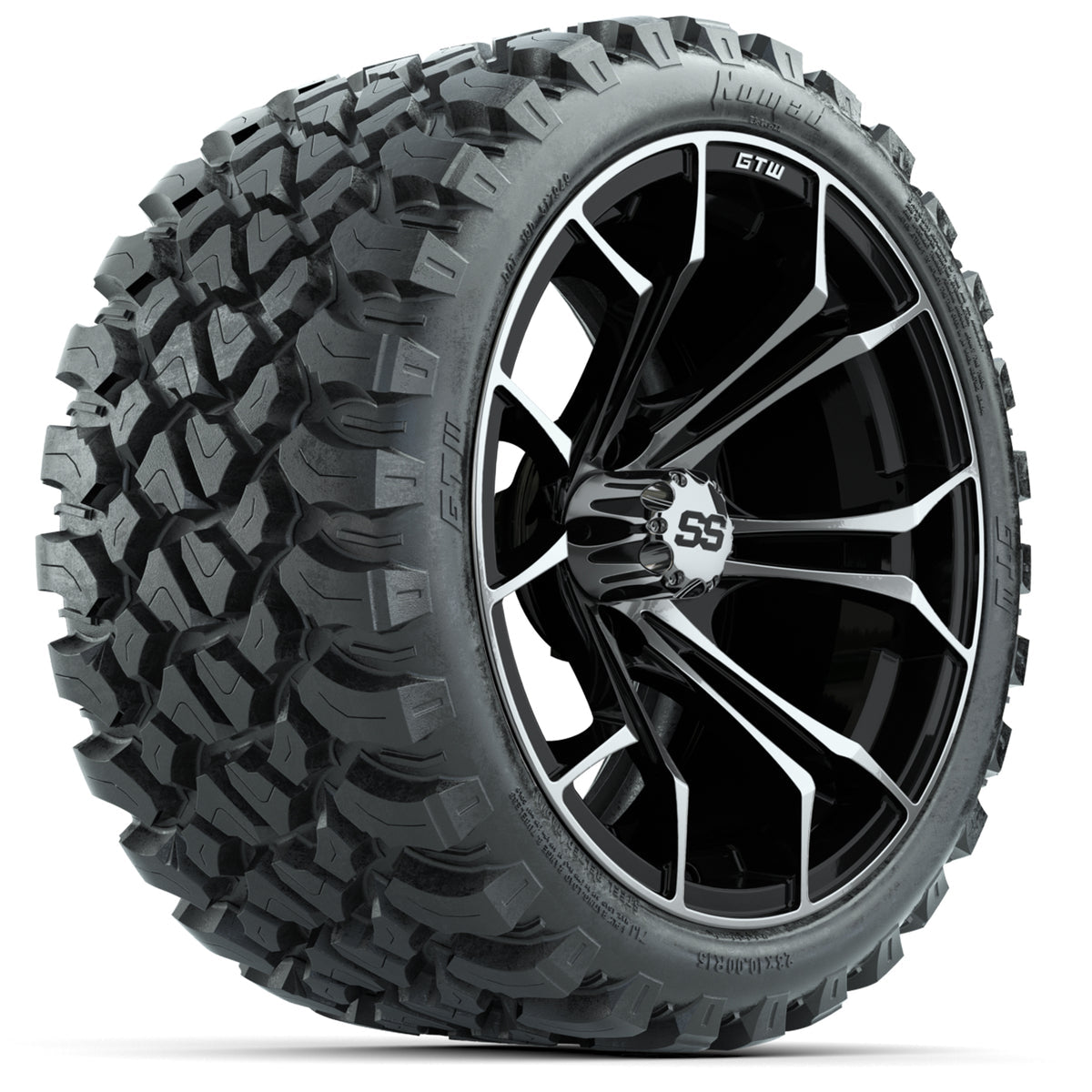 15-Inch GTW Spyder Machined and Black Wheels with GTW Nomad Off Road Tires (Set of 4)