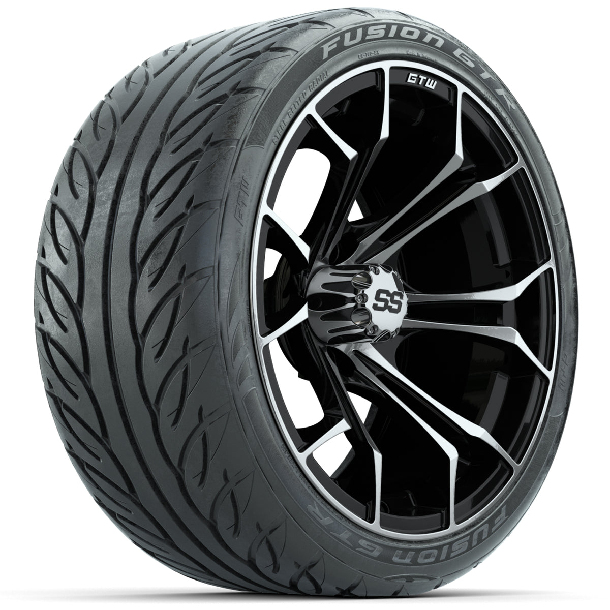 15-Inch GTW Spyder Machined and Black Wheels with GTW Fusion GTR Street Tires (Set of 4)
