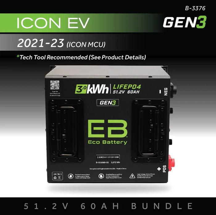 Eco Battery Lithium ICON EV 51V 60Ah Bundle 2021-2023 (Icon MCU)