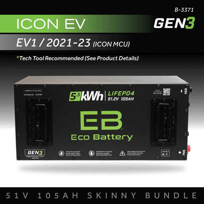 Eco Battery Lithium ICON EV 51V 105Ah Bundle "Skinny" 2021-2023 (Icon MCU)