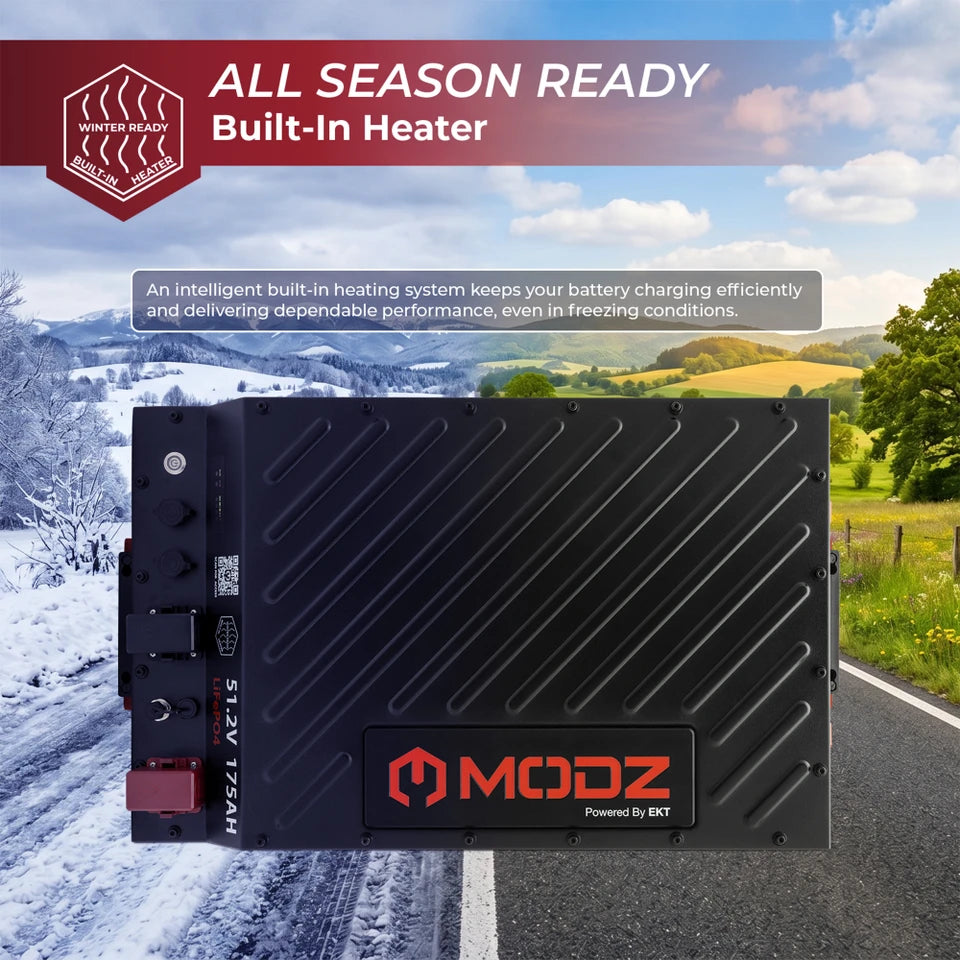 MODZ® Universal 48 Volt (51.2V) 175Ah Blade Lithium Golf Cart Battery Bundle with Built-In Heater