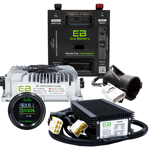 Eco Battery Lithium Club Car Carryall 51V 105Ah Bundle "Thru Hole"