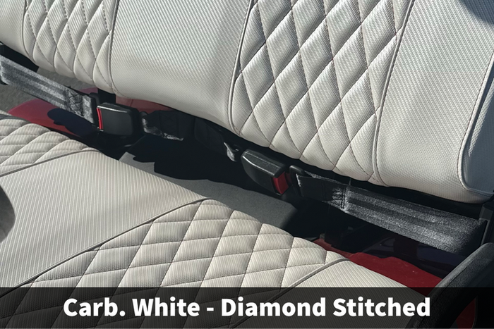 Carbon White Diamond Stitch Seat Covers (Yamaha, EZGO, Club Car, ICON, Advanced EV, Evolution)