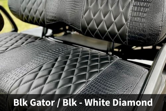 Carbon Black/Gator Skin Diamond Stitch Seat Covers (Yamaha, EZGO, Club Car, ICON, Advanced EV, Evolution)