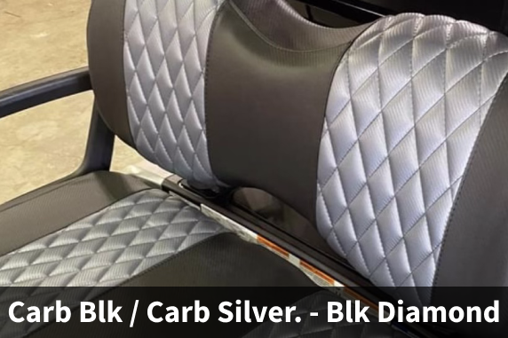 Carbon Black & Silver Diamond Stitch Seat Covers (Yamaha, EZGO, Club Car, ICON, Advanced EV, Evolution)