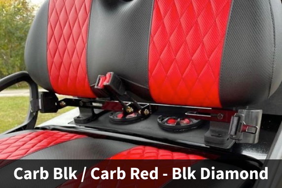 Black & Red Diamond Stitch Seat Covers (Yamaha, EZGO, Club Car, ICON, Advanced EV, Evolution)