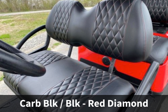 Carbon Black Diamond w/Red Stitching Seat Covers (Yamaha, EZGO, Club Car, ICON, Advanced EV, Evolution)