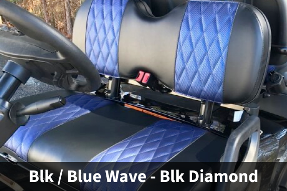 Black & Blue Diamond Stitch Seat Covers (Yamaha, EZGO, Club Car, ICON, Advanced EV, Evolution)